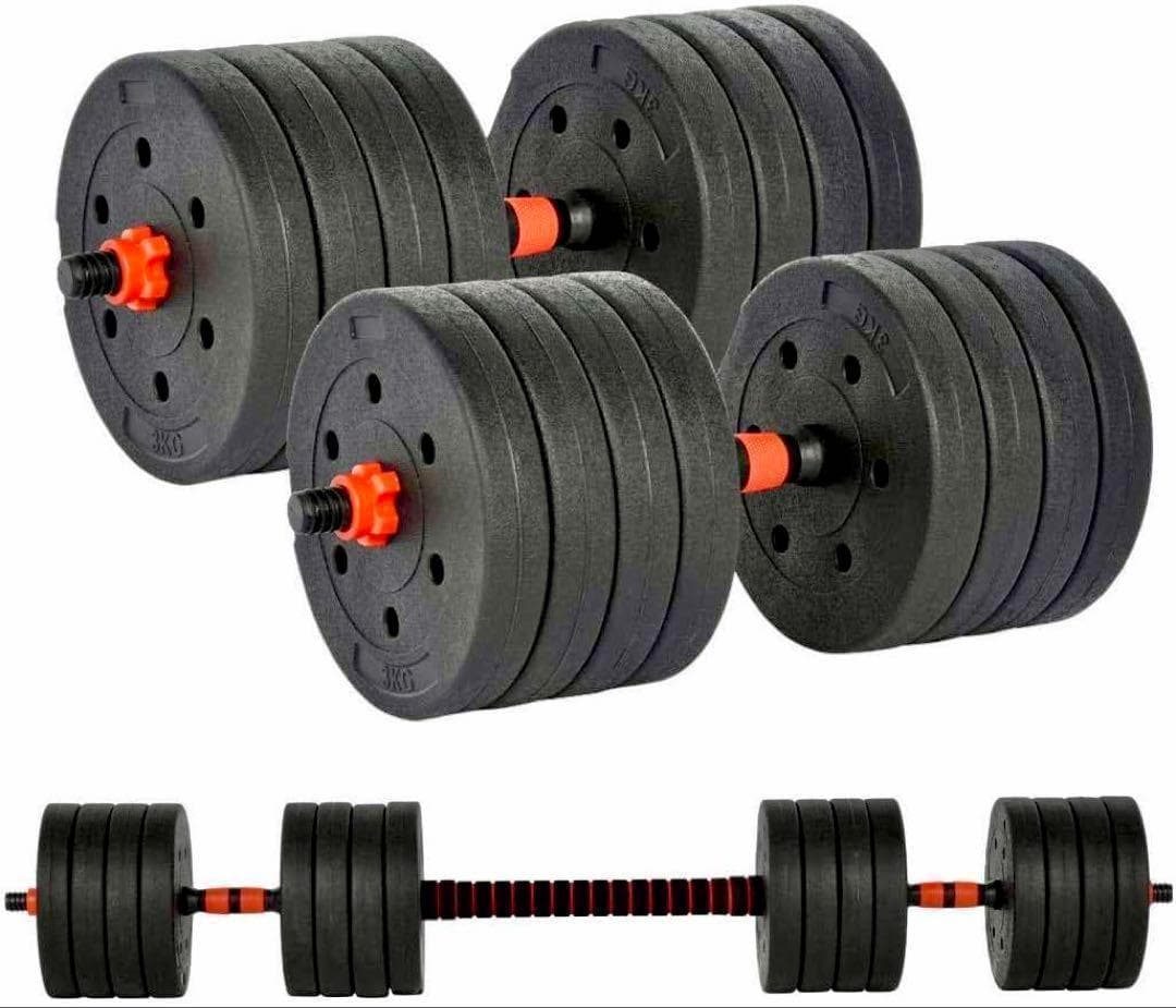 合計50kg／バーベルにもなるダンベル 可変式プレート｜25kg×2個セットa7