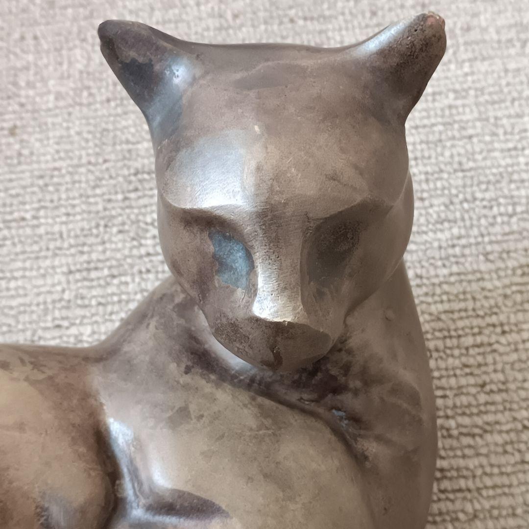 ブロンズ像 【猫】オブジェ 置物 アールデコ 西洋彫刻 高さ約26cm
