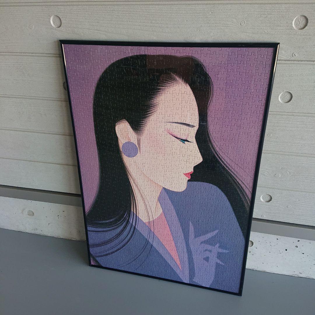 鶴田 一郎 紫の想い 希少 レア 美人画 ノエビア パズル 完成品 額付