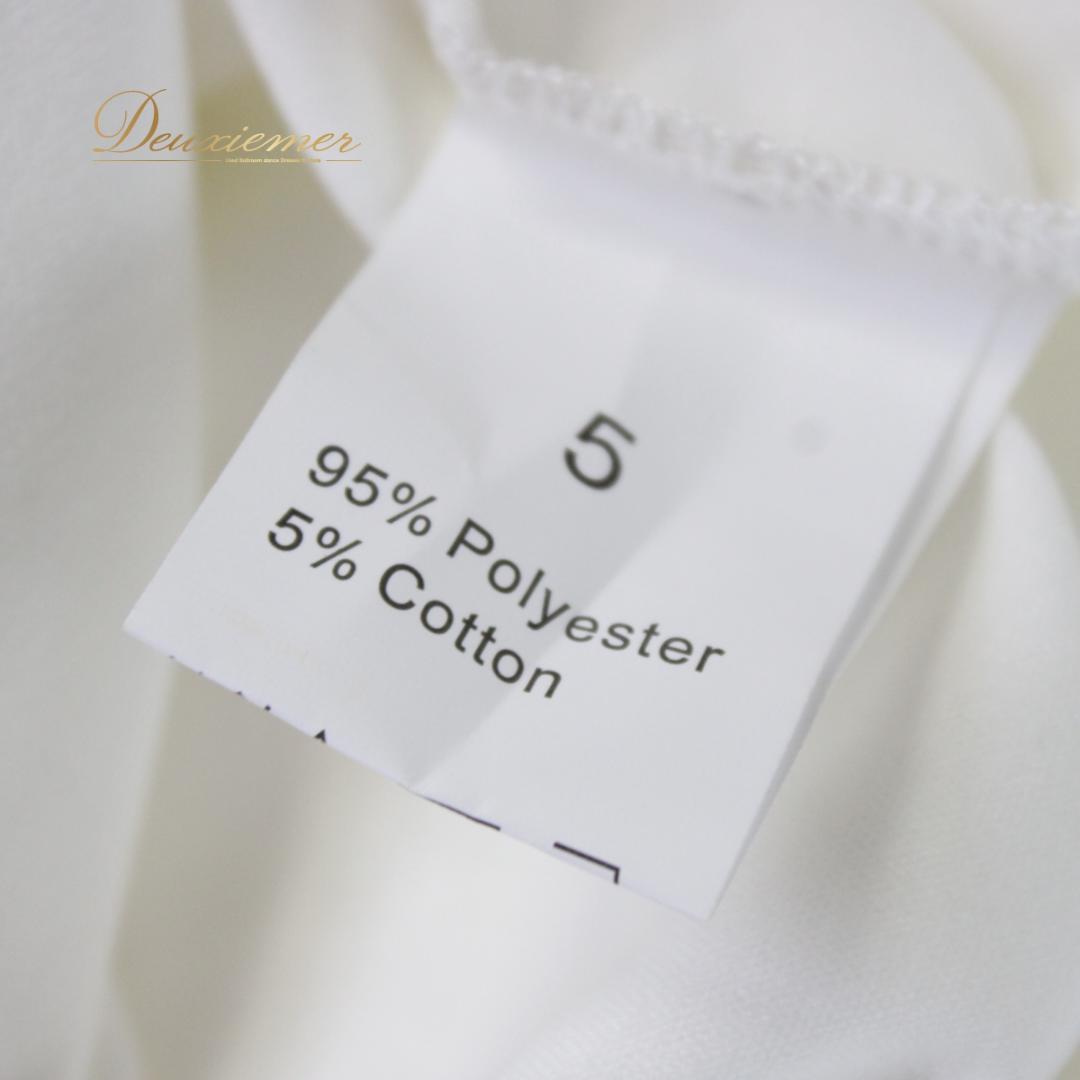 【美品 社交ダンス衣装】ワンピース ドレス ラテン 白 ホワイト フリンジ 無地