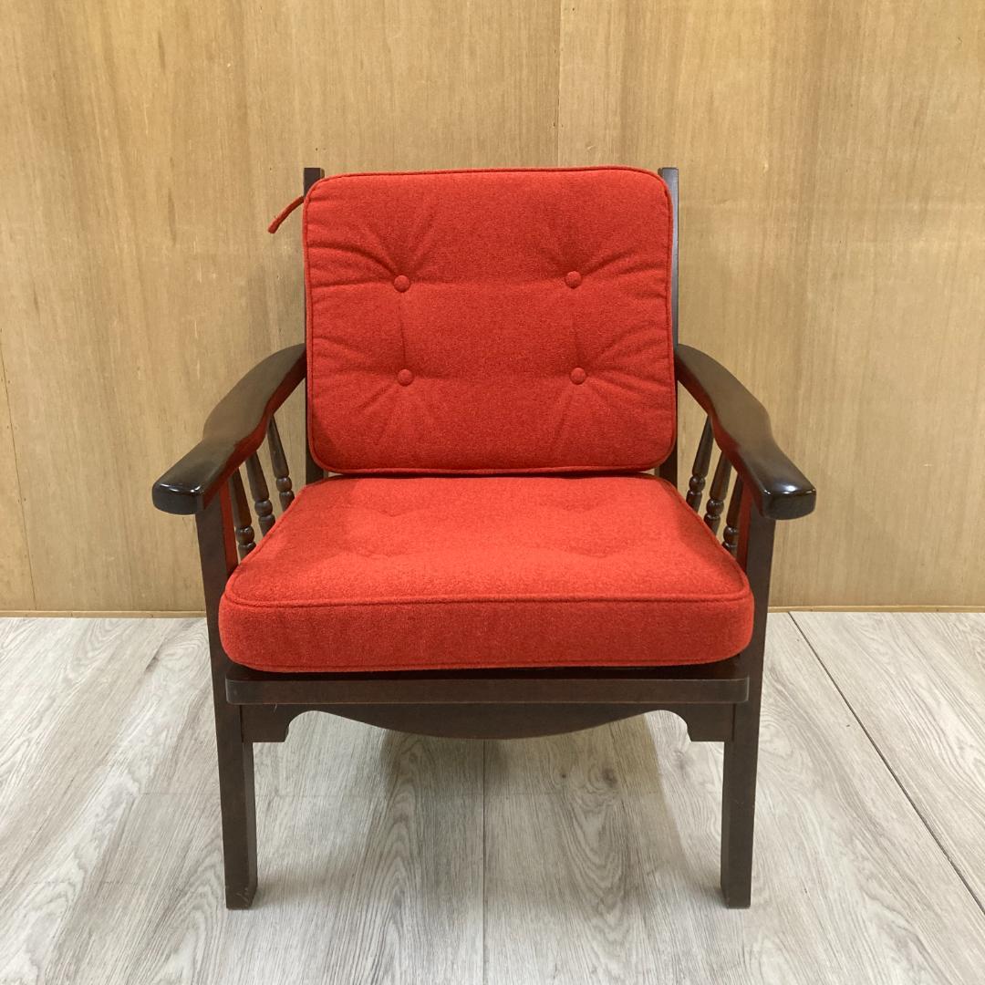 北海道民芸家具 樺無垢材 1人掛けソファ 1Pソファ A