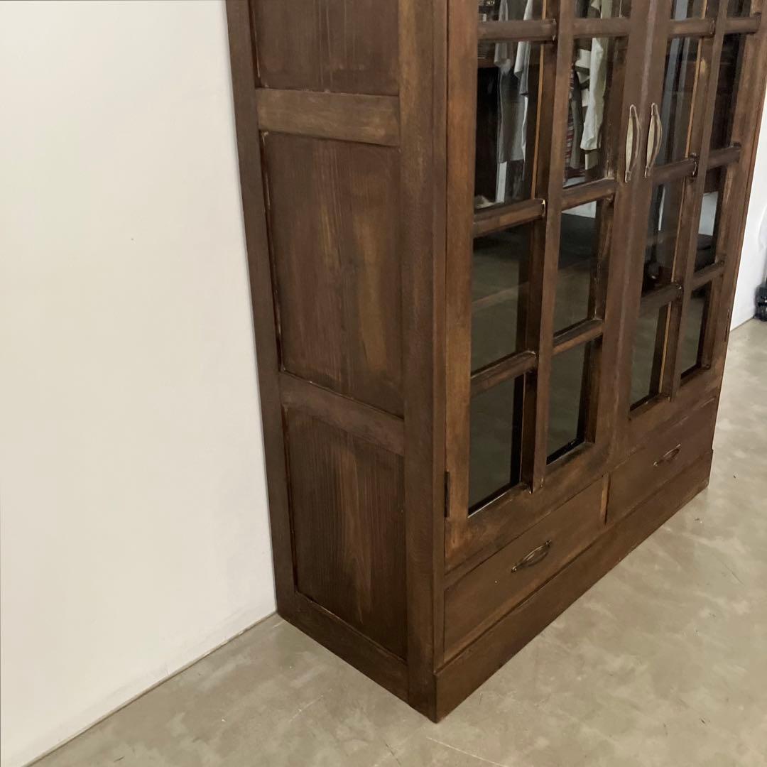 レトロ　アンティーク　古道具　古家具　本棚　食器棚　ガラス棚　キャビネット