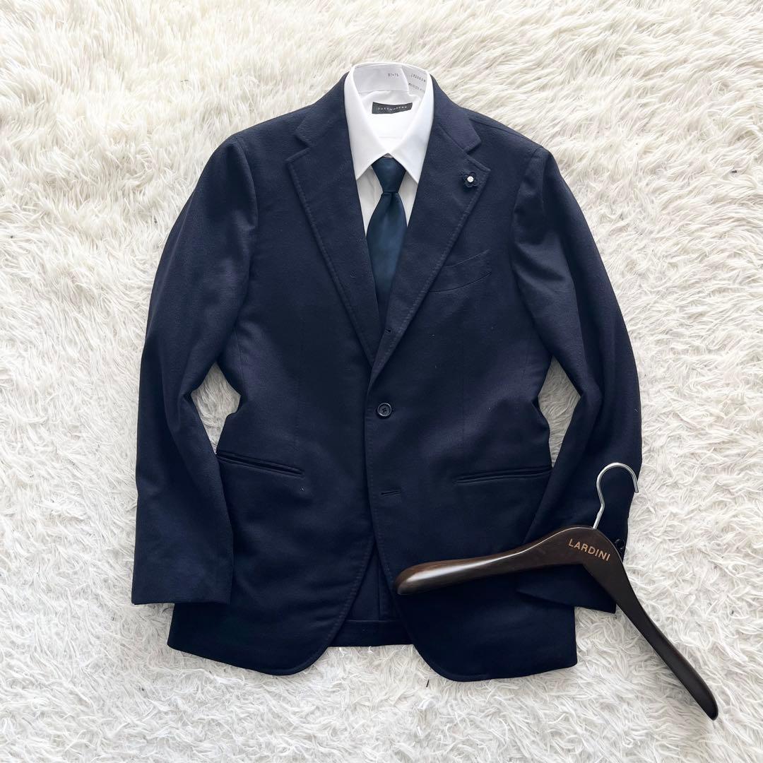 <美品> LARDINI サルトリア カシミヤ100% ネイビー ジャケット46
