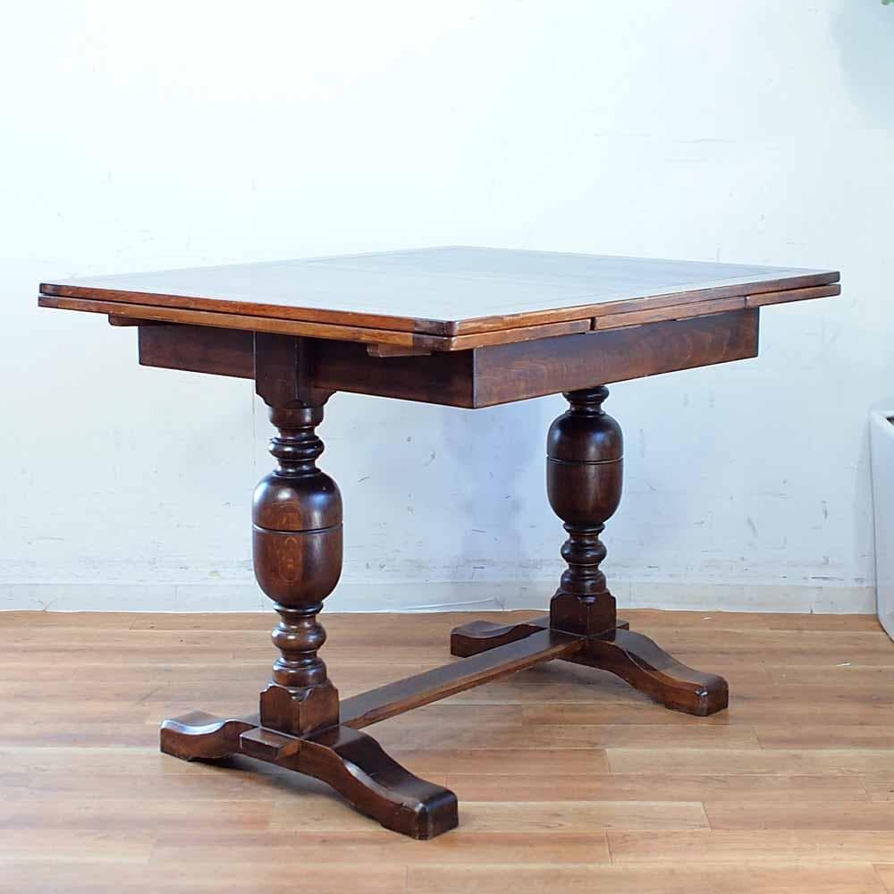 英国アンティーク オーク材 ドローリーフテーブル