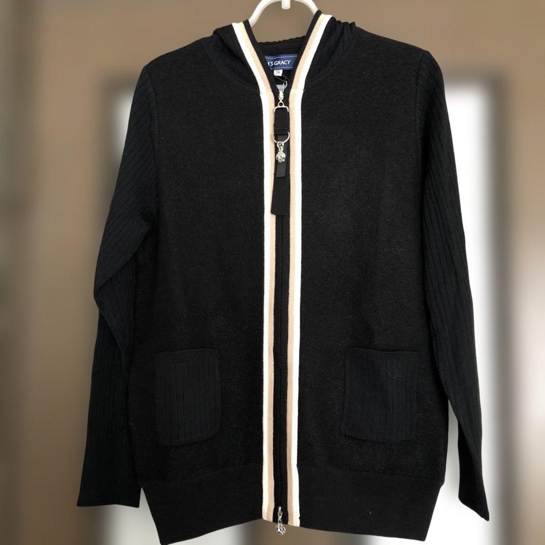 【未使用】タグ付きM’S GRACYフード付きカーディガンサイズ38