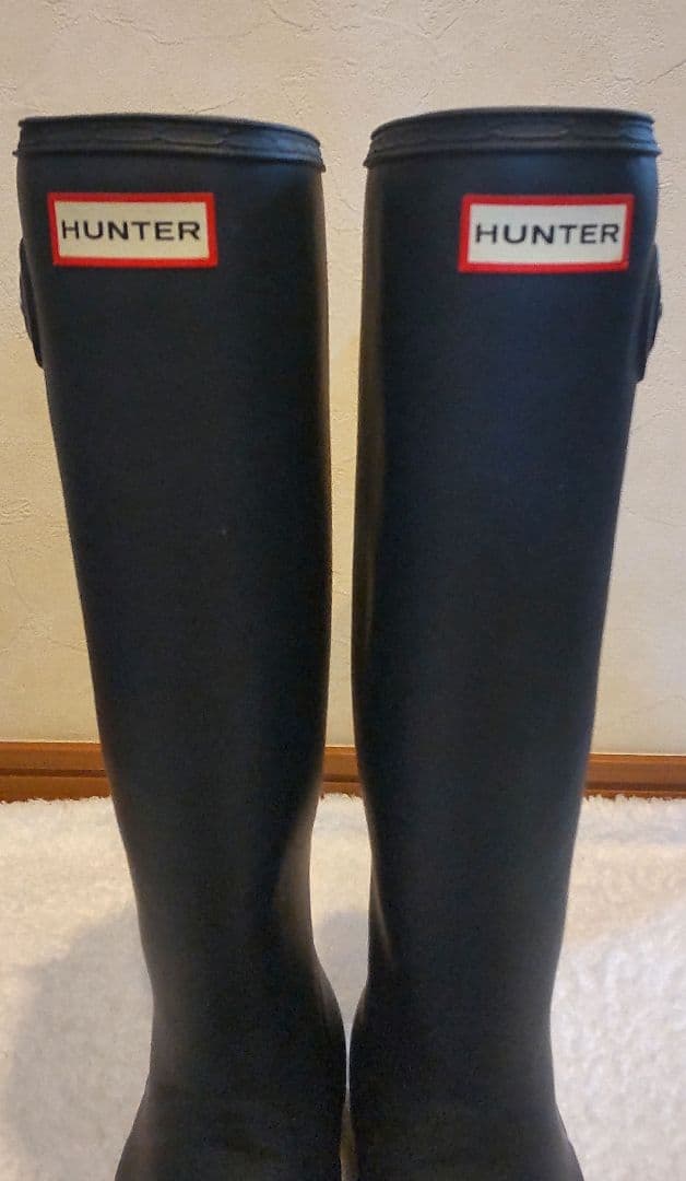 Hunter ハンター レインブーツ ネイビー紺UK6US8 24.5㎝雨靴長靴