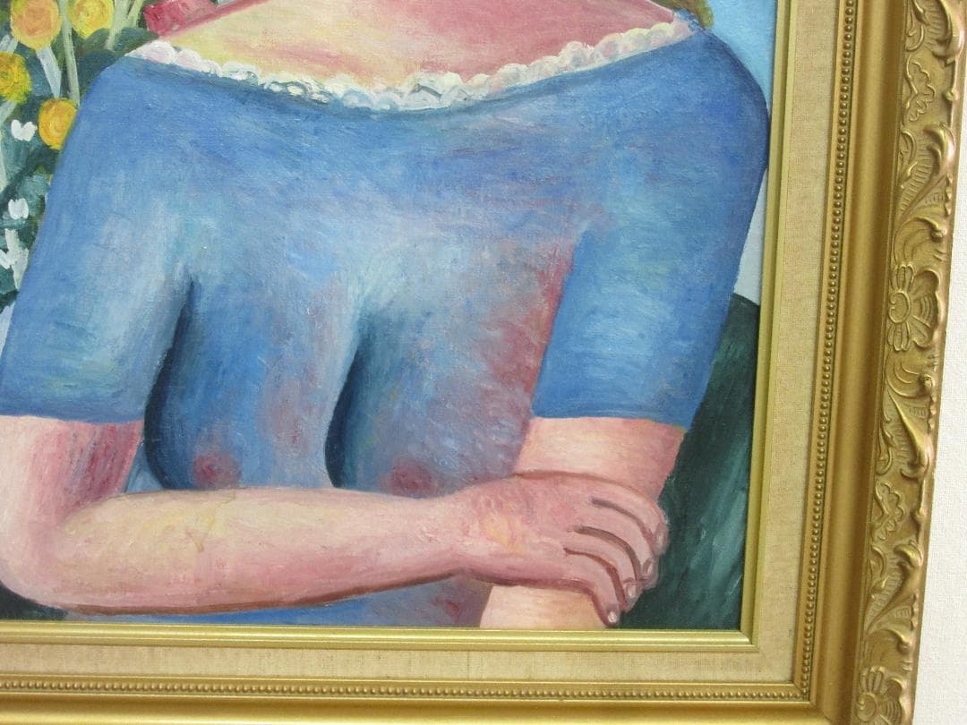 若い女性像・額装済み　キャンバスに油彩画（F10号53×45.5cm）人物画