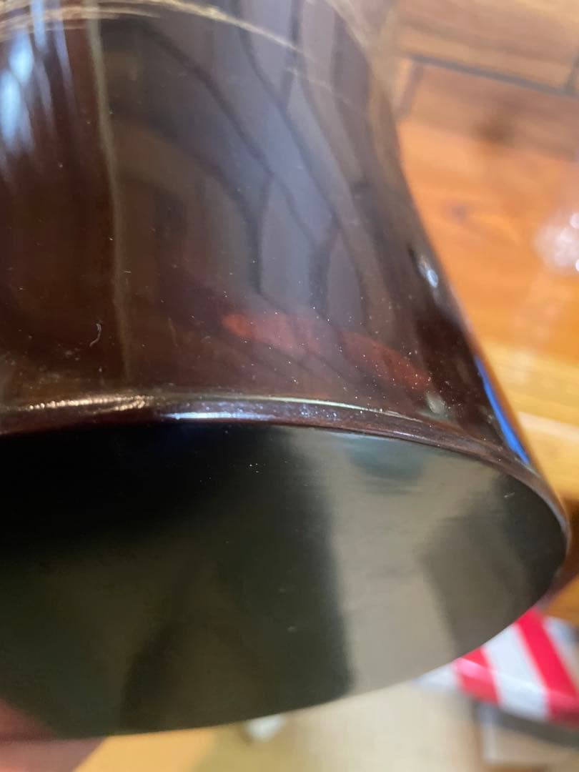 中国古玩　福建漆器 金彩画　大花瓶　台付