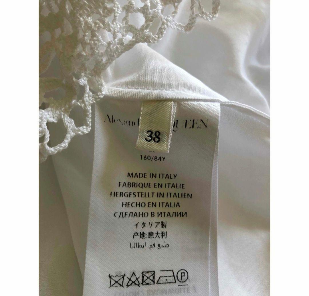 Alexander McQueen コットンポプリン 裾レースブラウス IT38