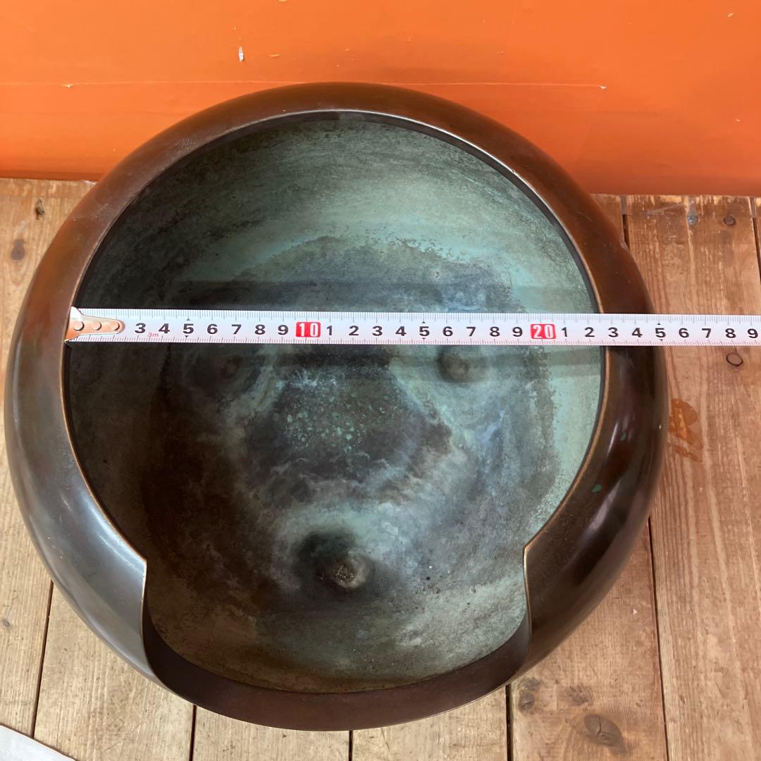 E-2 火鉢 風炉 眉風炉 唐金 青銅 ブロンズ 金属工芸 三つ足 骨董 古道具