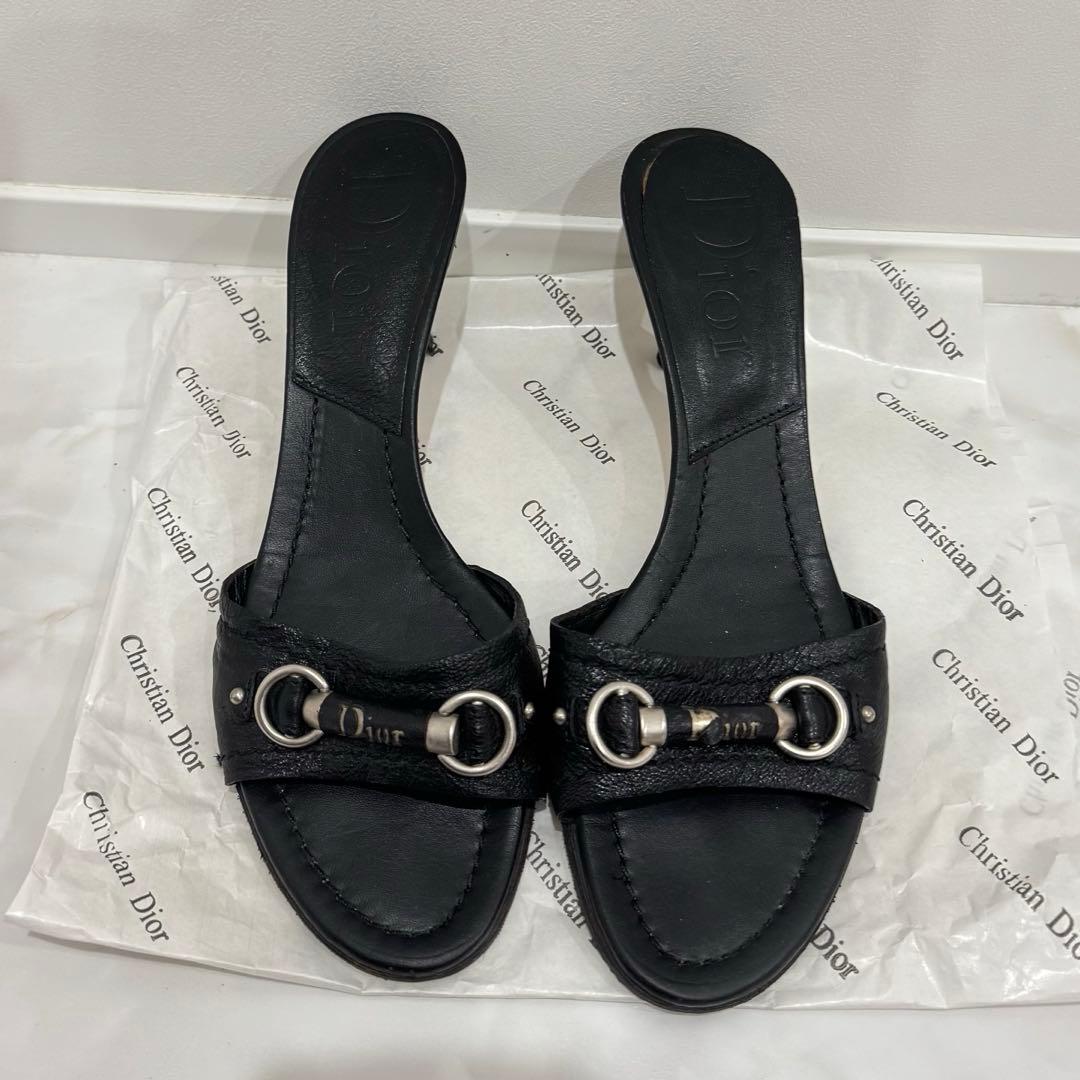 Dior ブラック ミュールサンダル 38.5 25cm