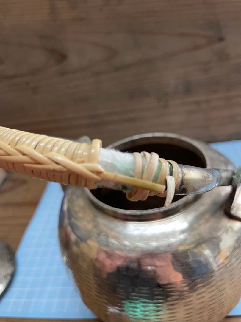 ア*社様 薬缶【m1349 水注　水さし 湯沸かし　急須　茶器　茶道具　煎茶　銀