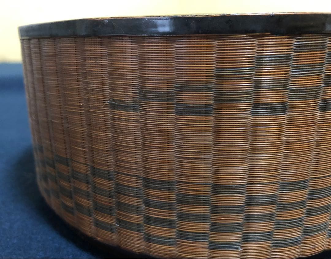 《レ》時代 煎茶 竹編 提籃 三段籠 提げ籠 茶籠 網代 木箱　251030う2