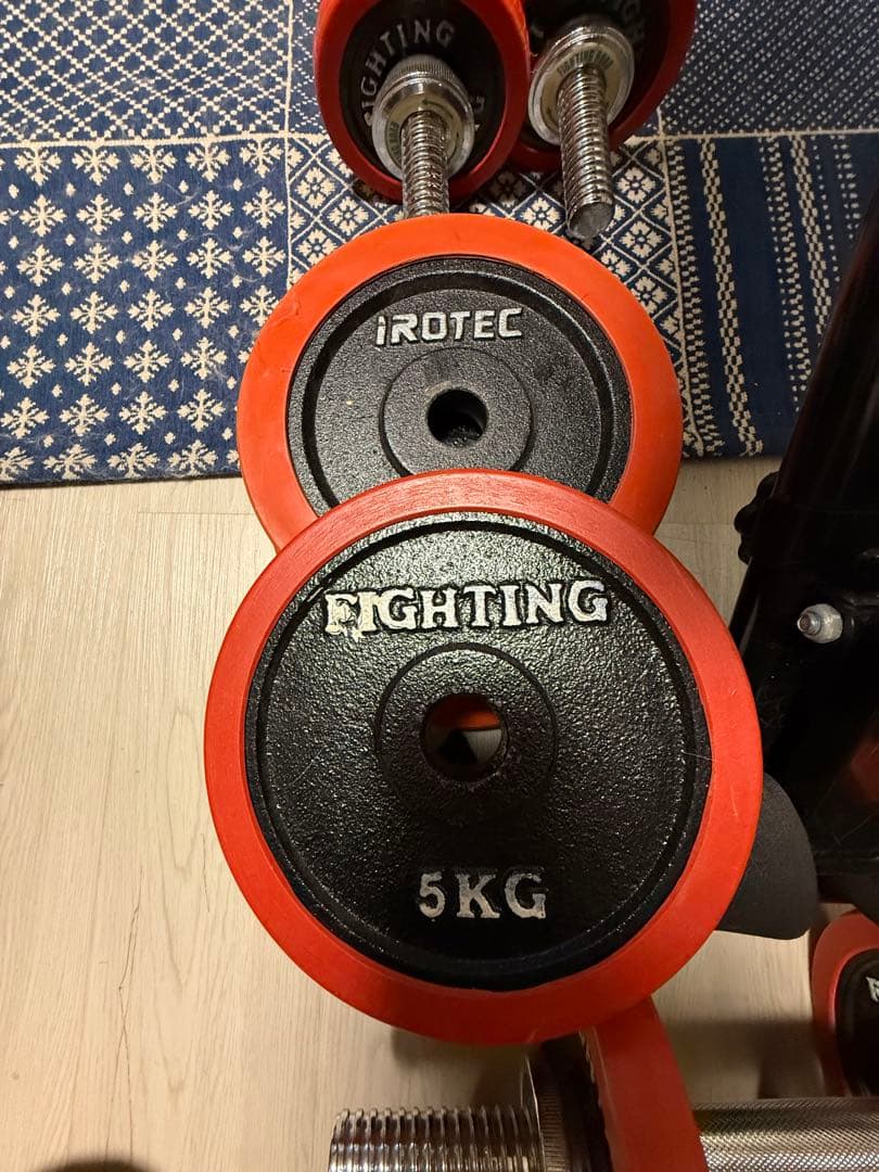 【手渡し限定】FLYBIRD 調整可能ベンチ台／アイロテック・ダンベルセット