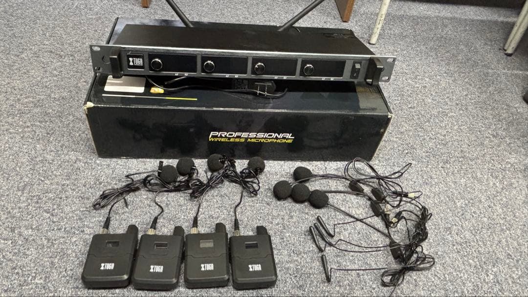 TUGA ワイヤレスマイクシステム 受信機4台 送信機4台