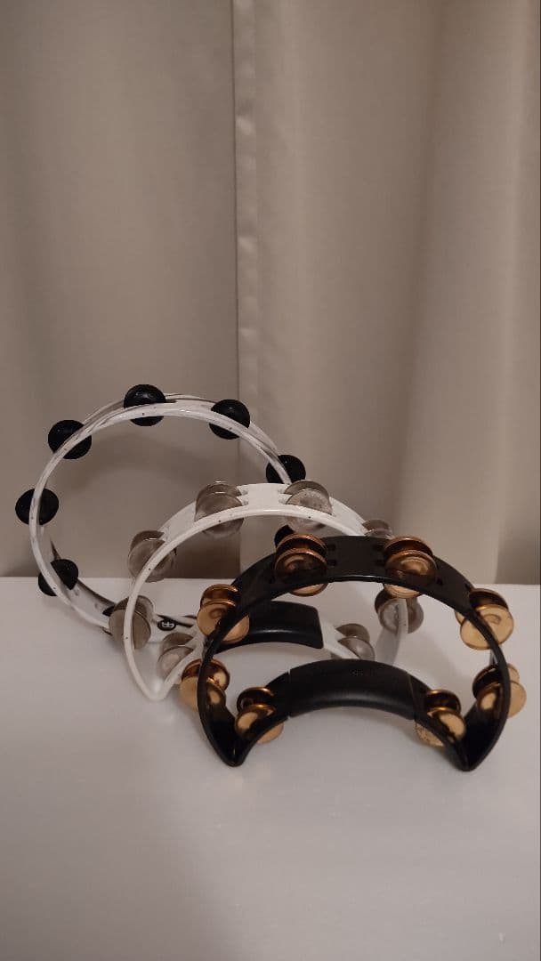 タンバリン(希少なBLACKジングルMEINL)リズムテックRHYTHMTECH