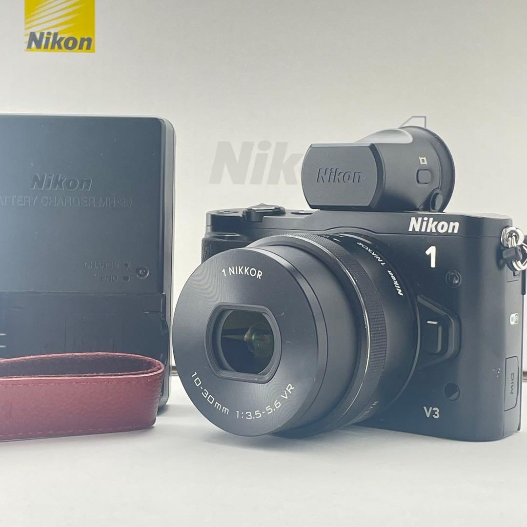【美品・返品保証】Nikon 1 V3 ブラック 標準レンズキット