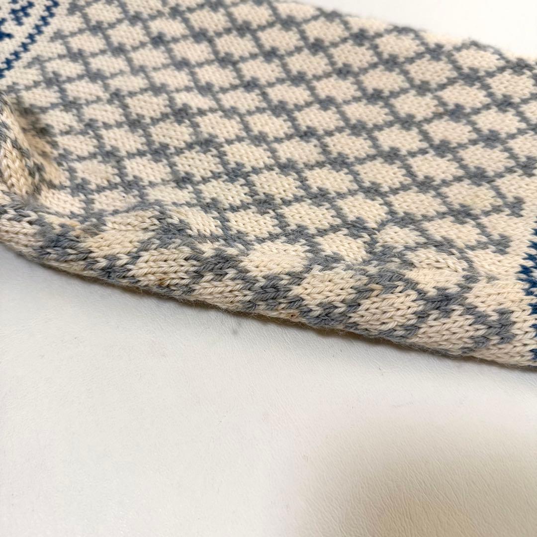 【ダーレ オブ ノルウェイ】ノルディックカーディガン（XL）ブルー　シルバー金具