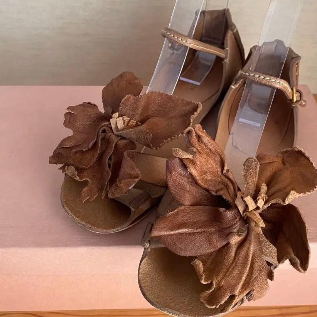 【美品】　MIUMIU　ミュウミュウ フラワーサンダル 36