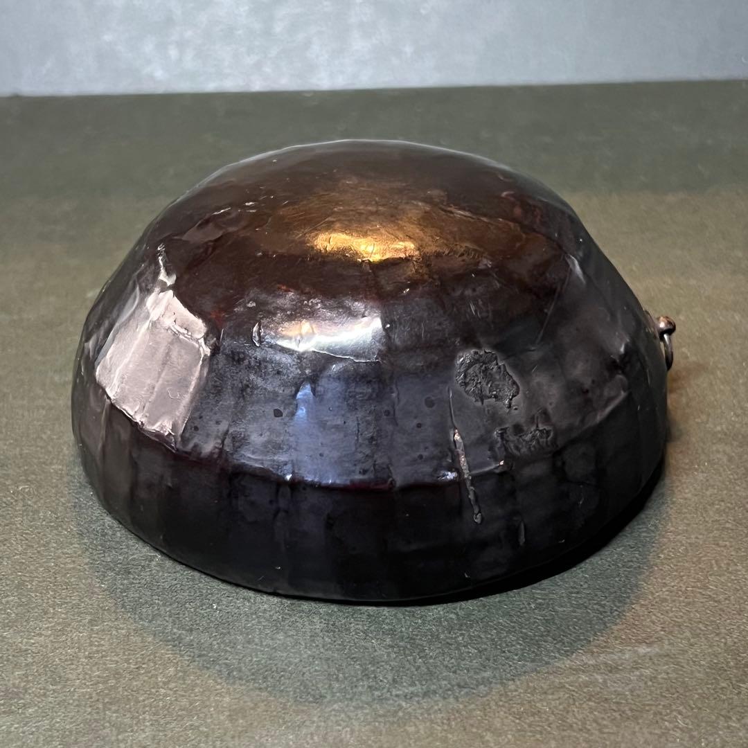 江戸期 木製 金蒔絵 笹丸紋 道中盃◎提げ環付 刳貫き 時代漆器◎古美術庵々