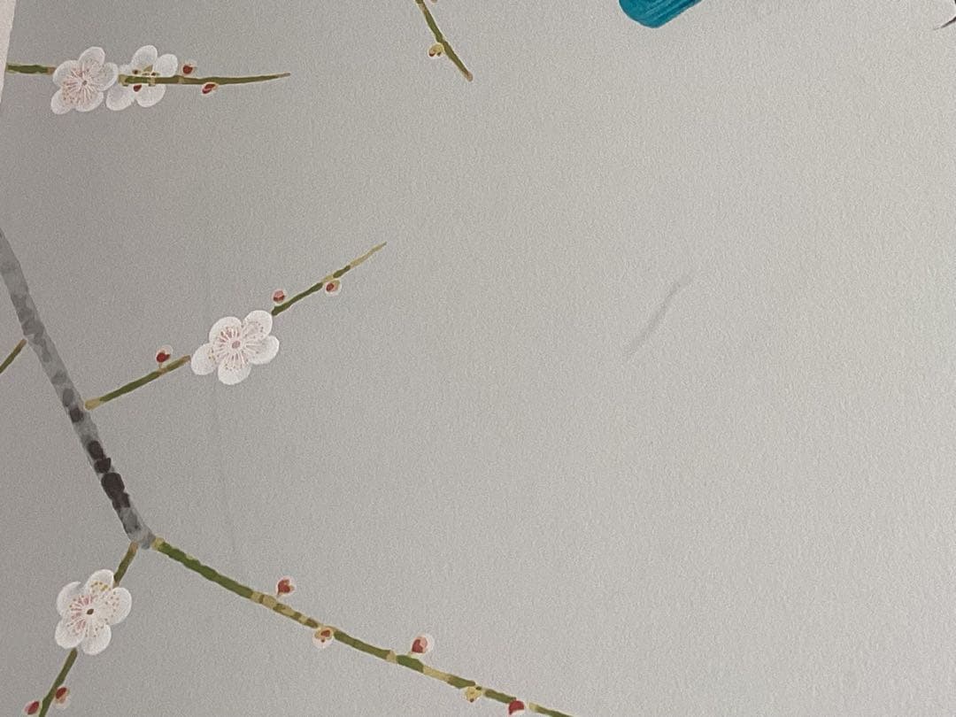 上村淳之　版画　「雪中小禽」直筆サイン・エディション　美品　日本画 金色フレーム