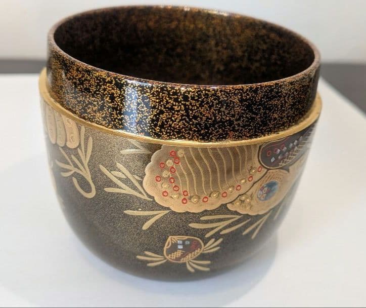 個人秘蔵-茶道具さま専用『海松貝蒔絵』大棗　新家新斎作　棗　茶器　螺鈿　内金梨子