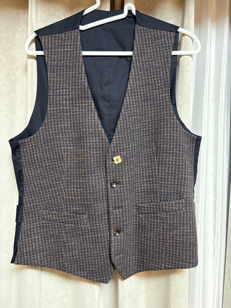 【美品】LARDINI ツイードベスト ジレ 千鳥格子 サイズ46