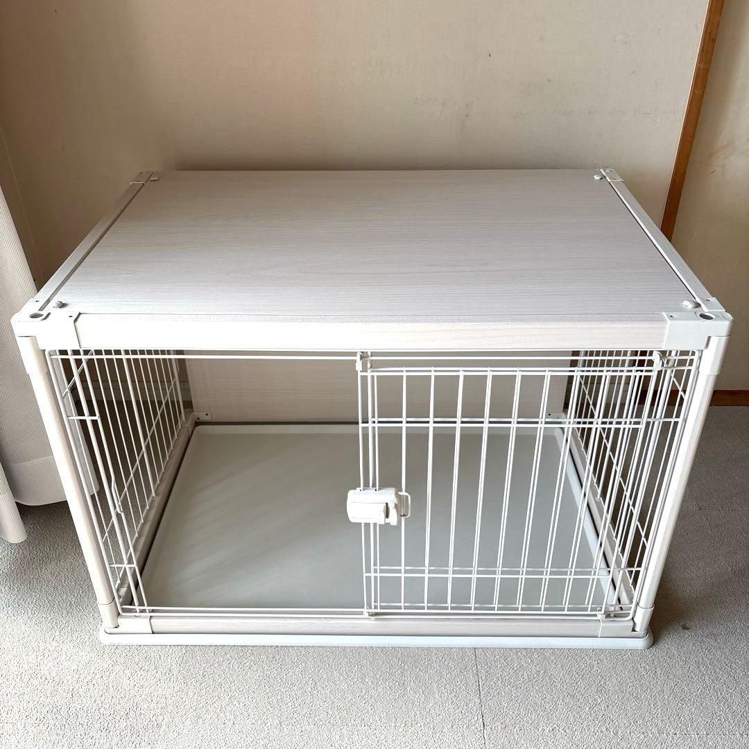 犬用ケージ ホワイト 木製天板　ペットケージ　ウッディサークル