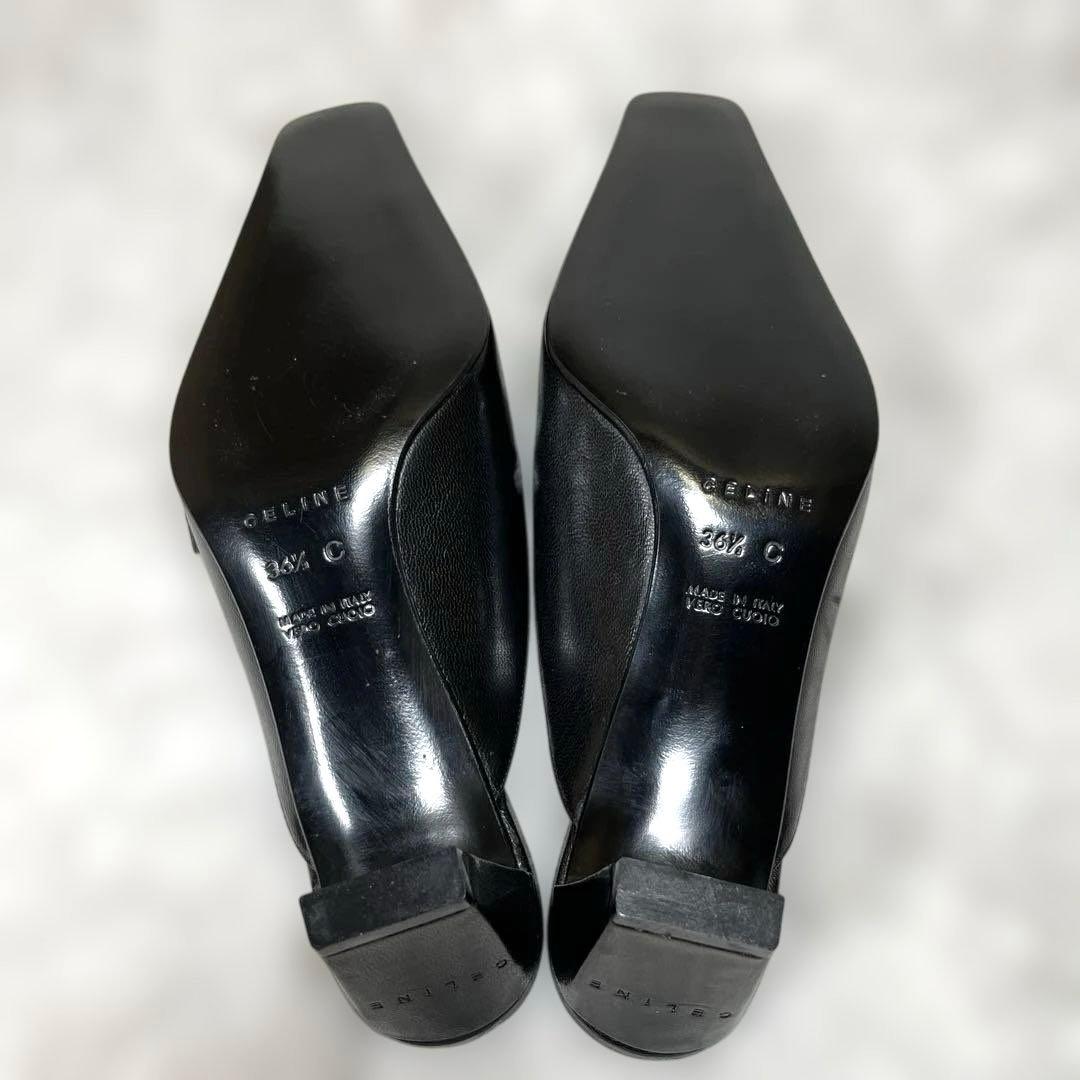 CELINE ブラック ポインテッドトゥ ミュール