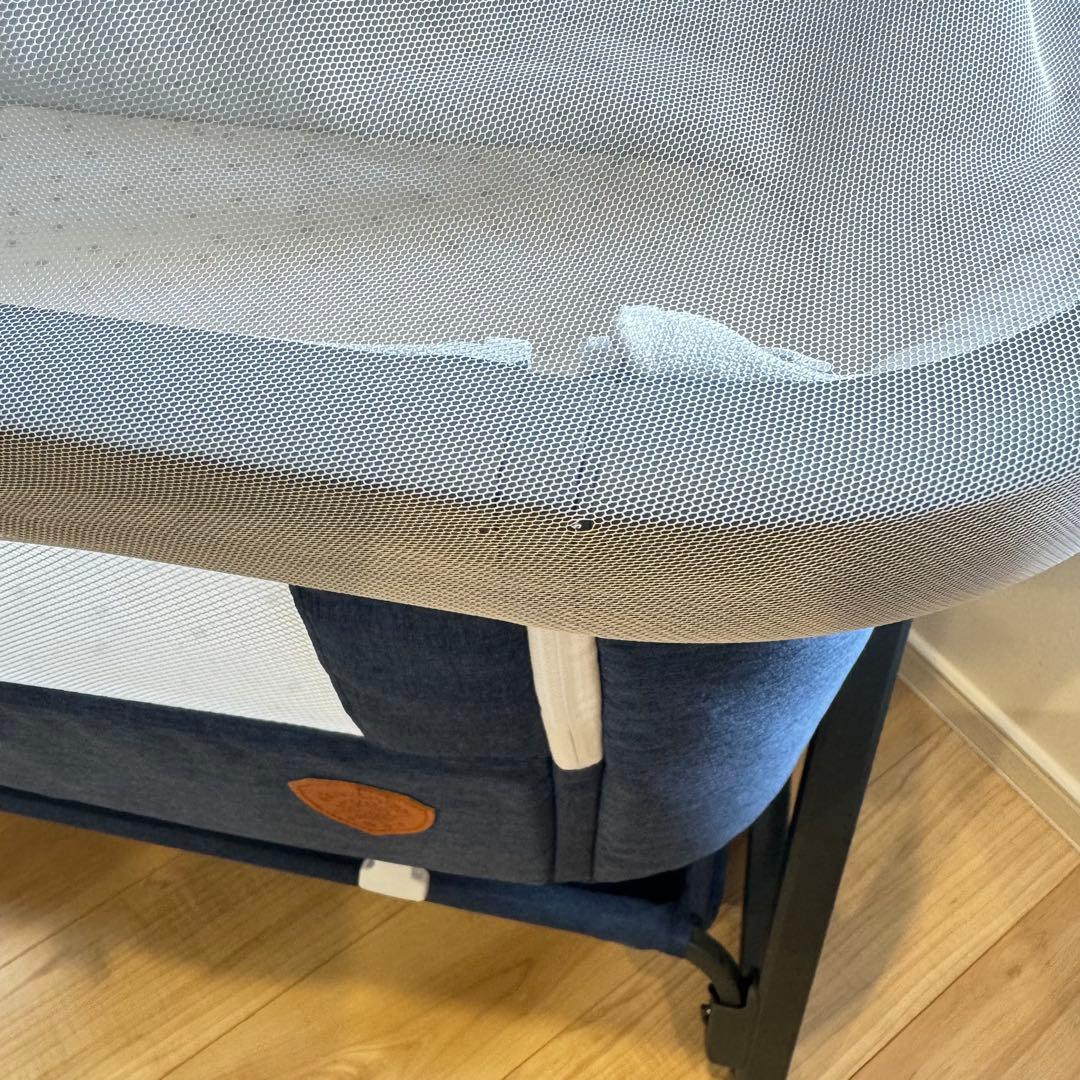 【美品】 付属品完備 HZDMJ ベビーベッド　ネイビー