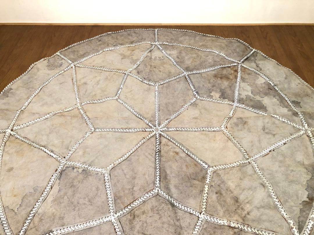 カウラグ パッチワーク 大判 ラグ カウハイドレザー 本革 ミッドセンチュリー