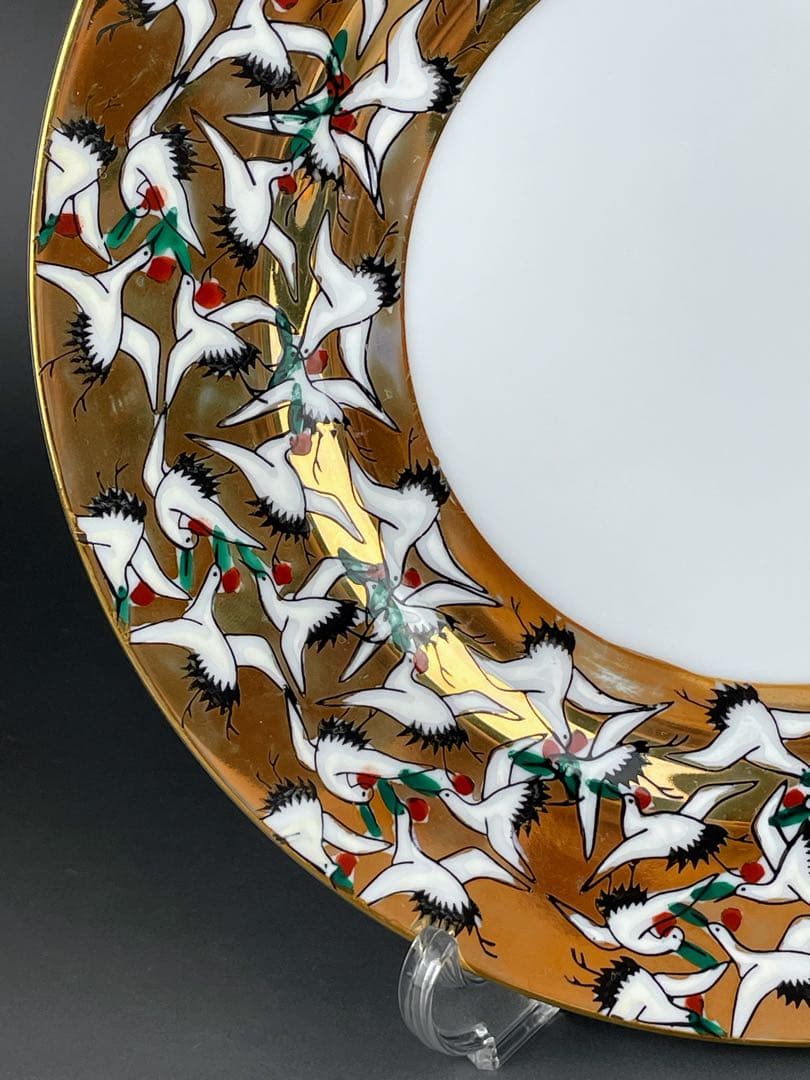 【希少】九谷焼 1000クレーン 鶴 カップ ソーサー 2プレート セット