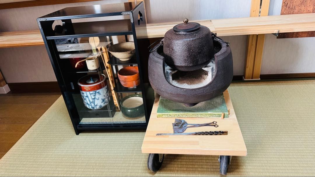 鉄製茶釜と木炭セット