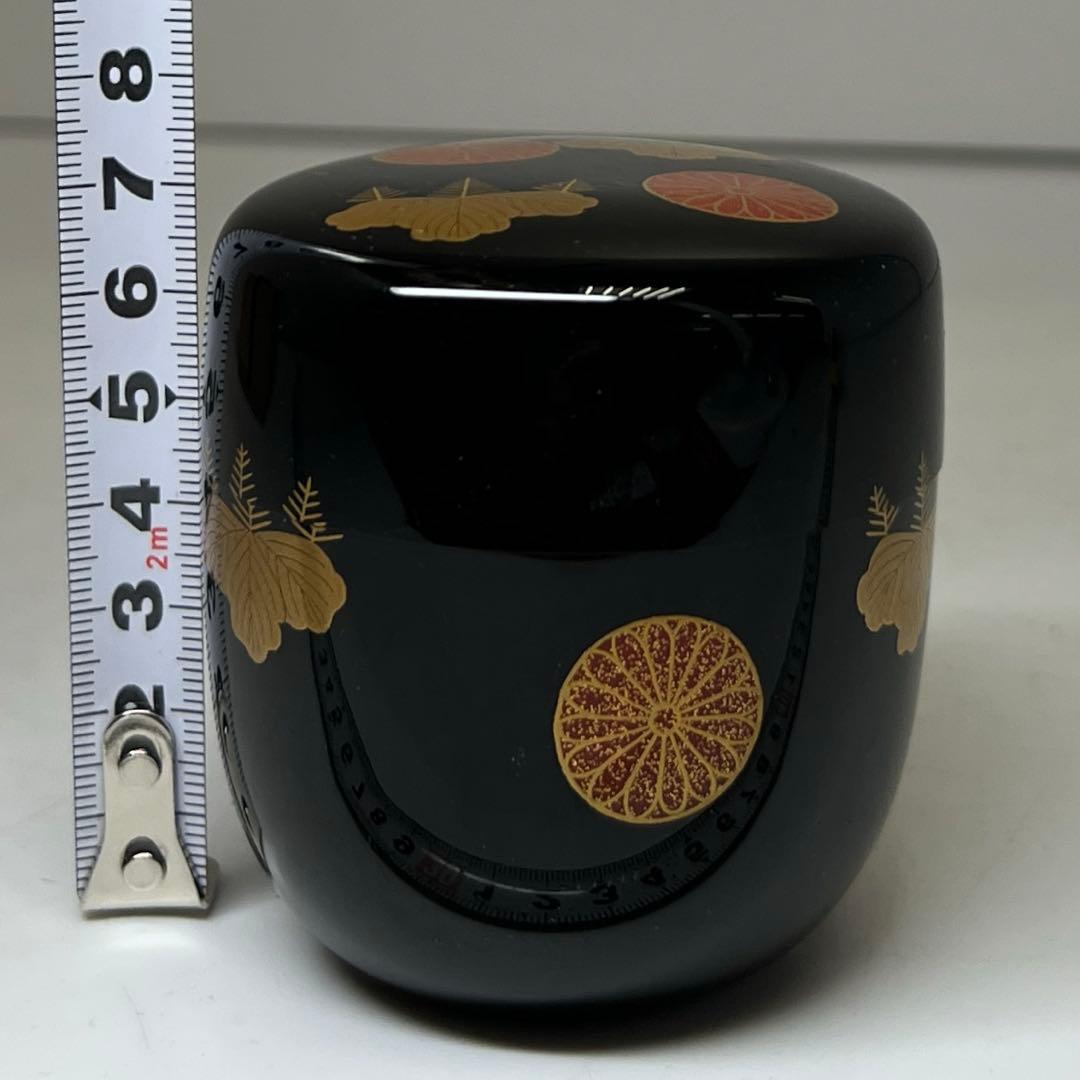 ☆茶3 中村崇悦 高台寺 蒔絵 棗 茶道具 共箱 h7cm 東キ8-0212①