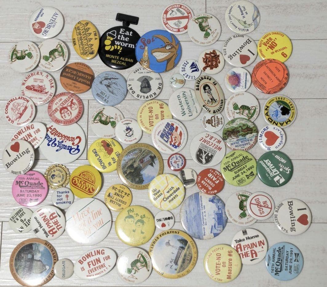 アメリカの缶バッジ 292個 まとめ売り ビンテージ USA Vintage