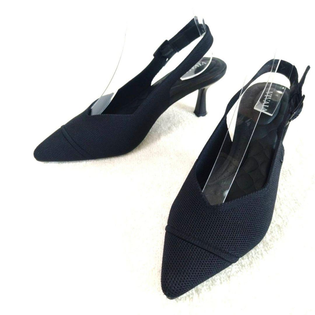 人気・ほぼ新品！VIVAIA 黒 スリングバック ポインテッドトゥ サンダル