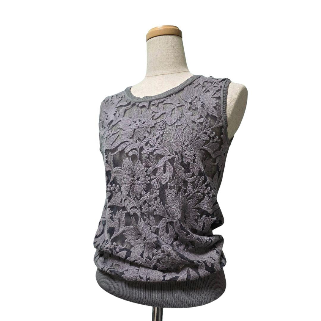 Sov. グレー 花柄 ニットアンサンブル