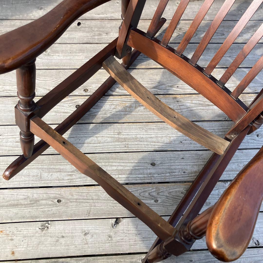 昭和レトロ ヴィンテージ 花柄 木製ロッキングチェア アームチェア 古道具古家具