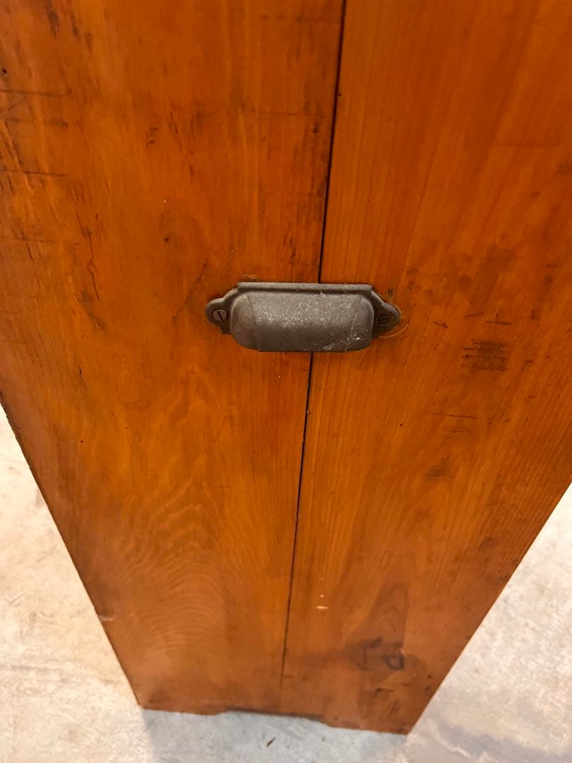 昭和レトロ 木製 引き戸棚 型板ガラス 収納家具