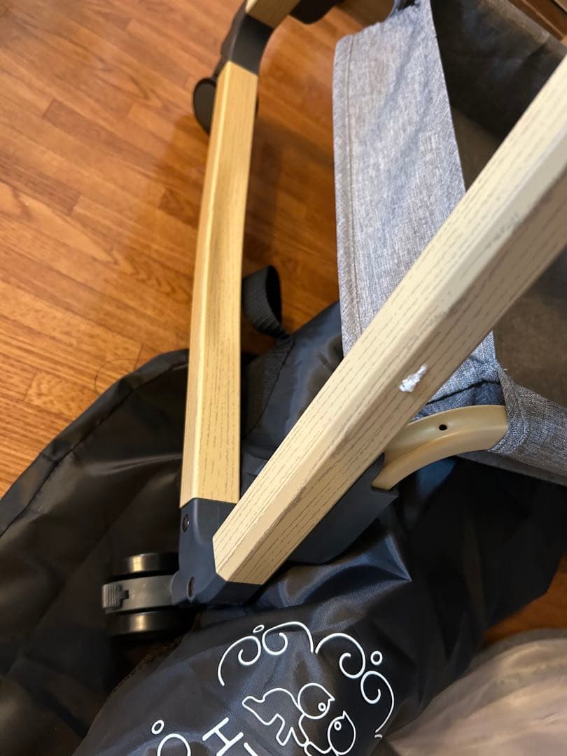 HZDMJベビーベッド添い寝折りたたみ ハイローベッドグレー　シーツ付き