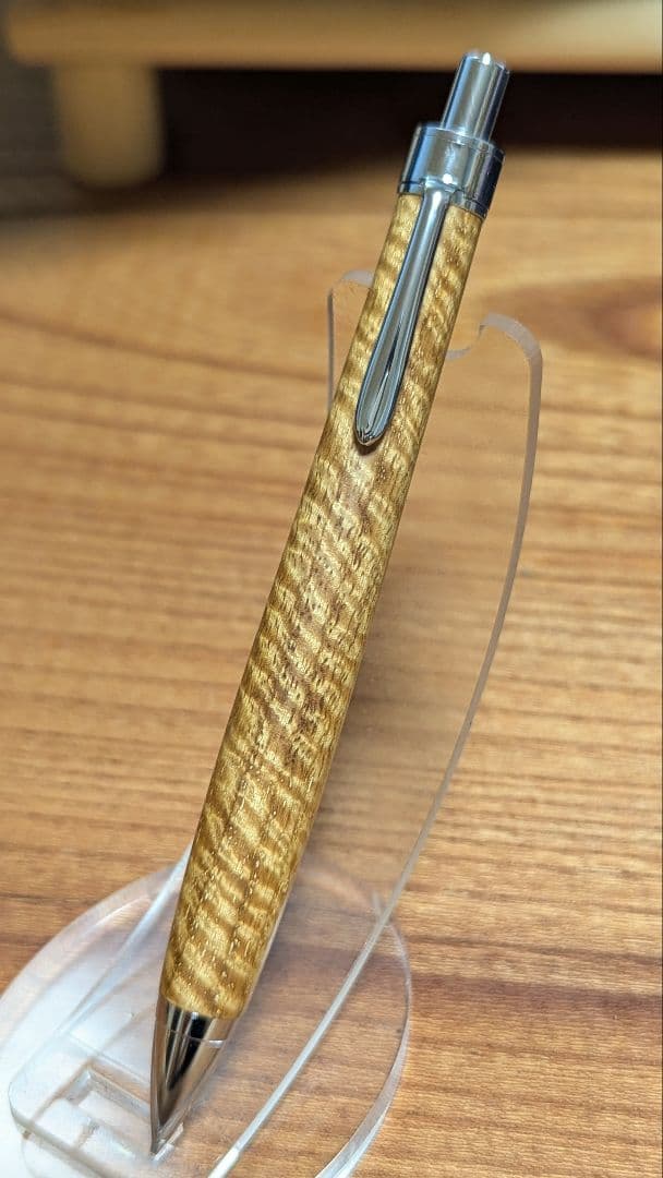 445ペン工房翌檜　極上　花梨　マイクロカーリー　虎杢　木軸シャーペン