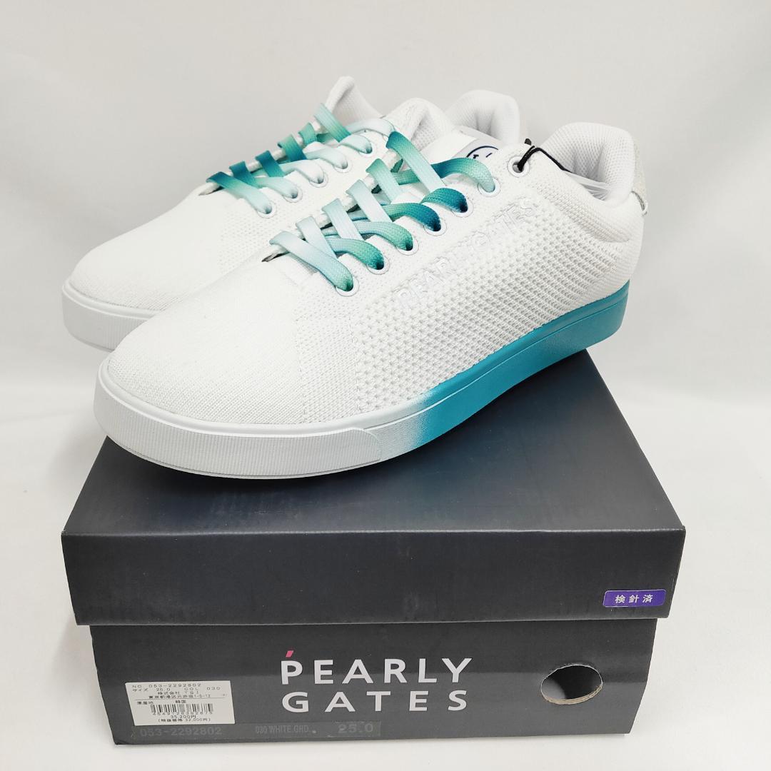 ○★新品未使用 パーリーゲイツ アンダイドニットゴルフシューズ ホワイト25cm