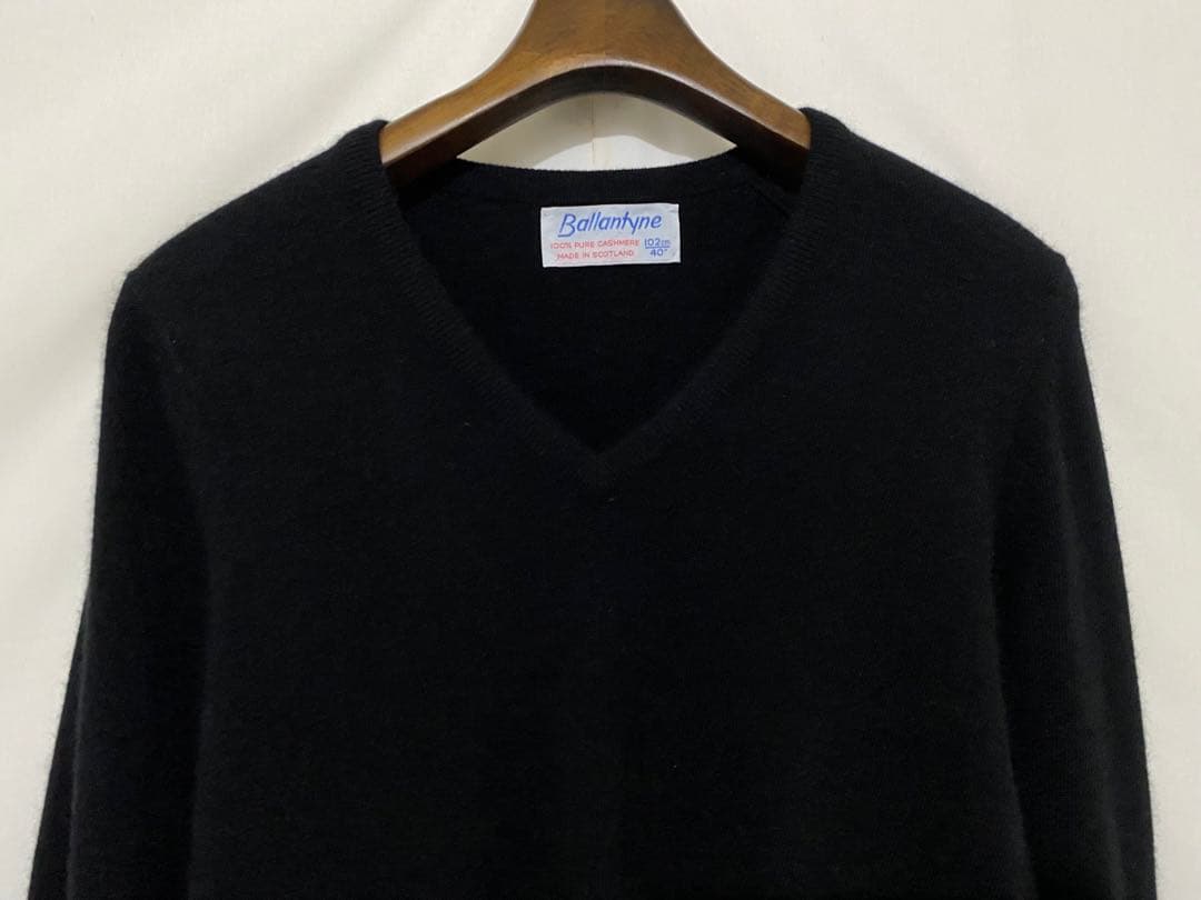 80s BALLANTYNE バランタイン カシミア ブラック 黒 40