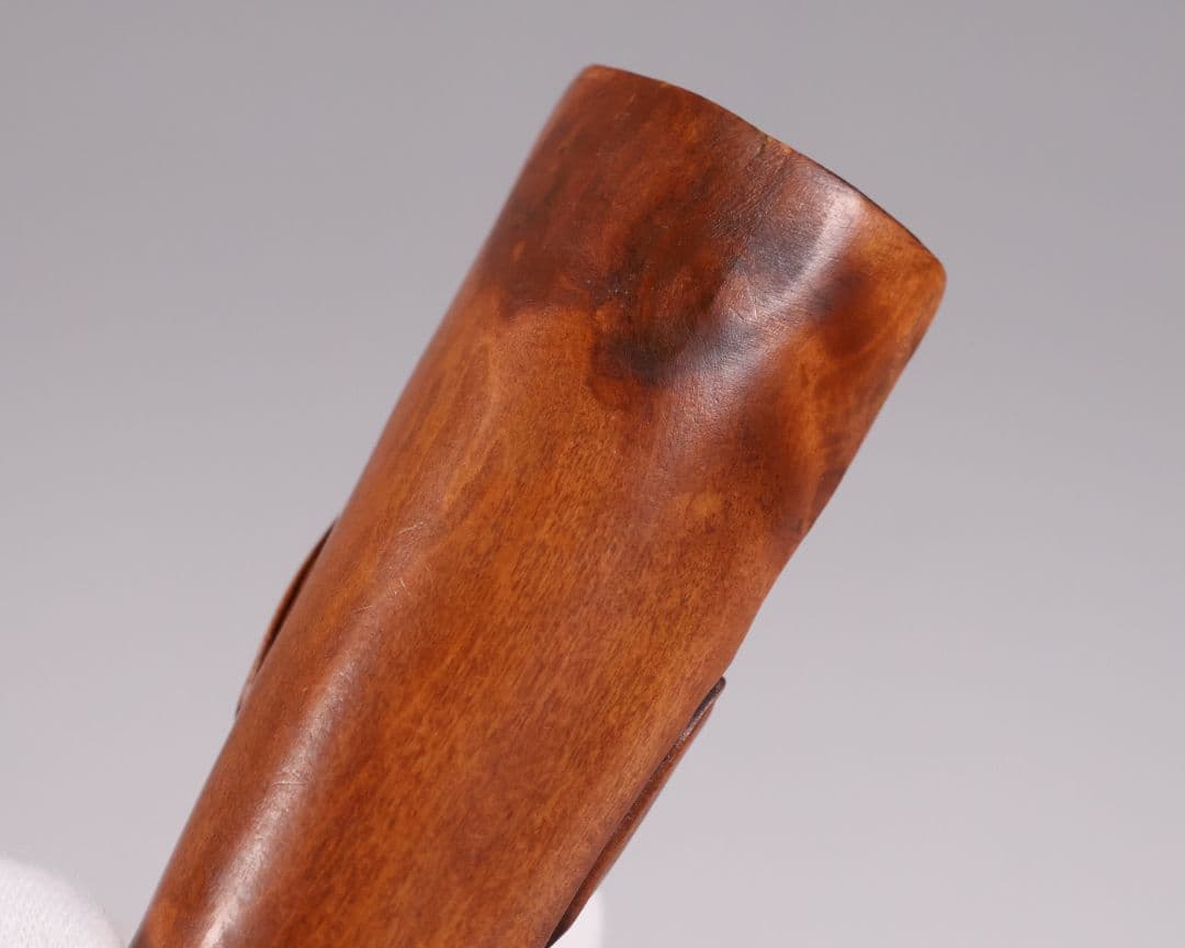 木製 提物 根付 玉松(銘) 茶合形 蝙蝠 彫刻 木彫り【MA926】