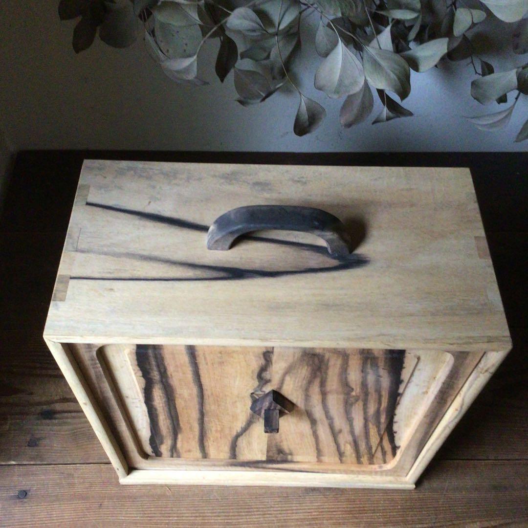 D*n様 No3724 黒柿無垢　茶箱　高さ38.5cm 茶道具　器局　茶箪笥