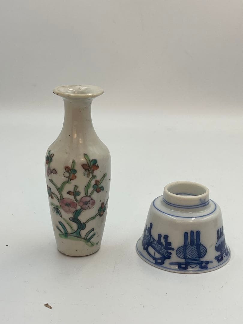 中国清時代徳利 花瓶 色絵 煎　茶碗染付唐物 時代物