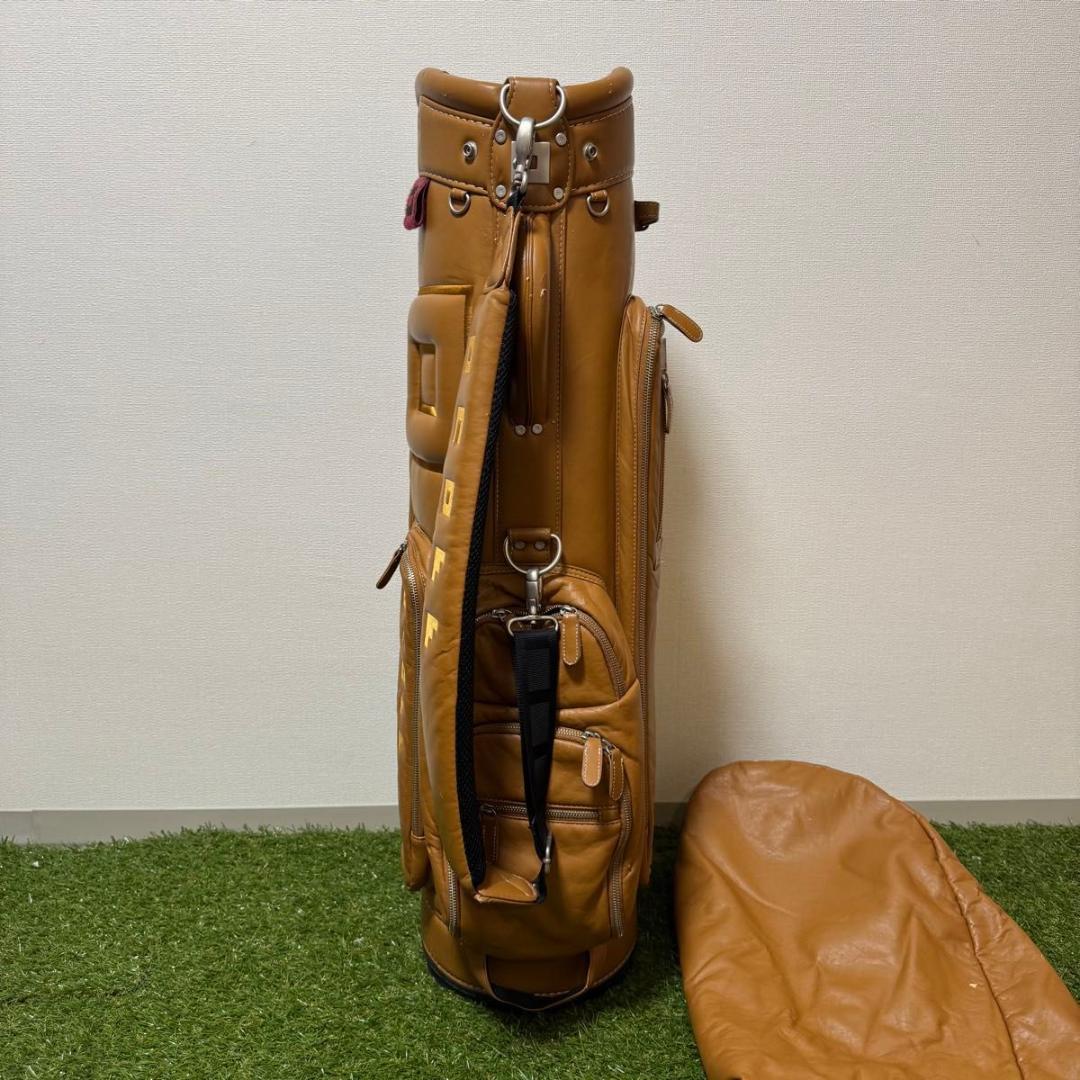 ONOFF オノフ キャディバッグ ゴルフバッグ ソフトタッチ本革調 キャメル色