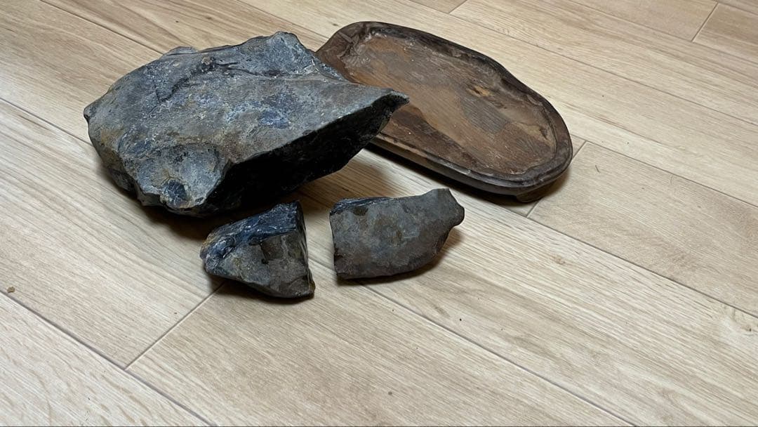 天然石 水石 陶器台座付き 約30cm