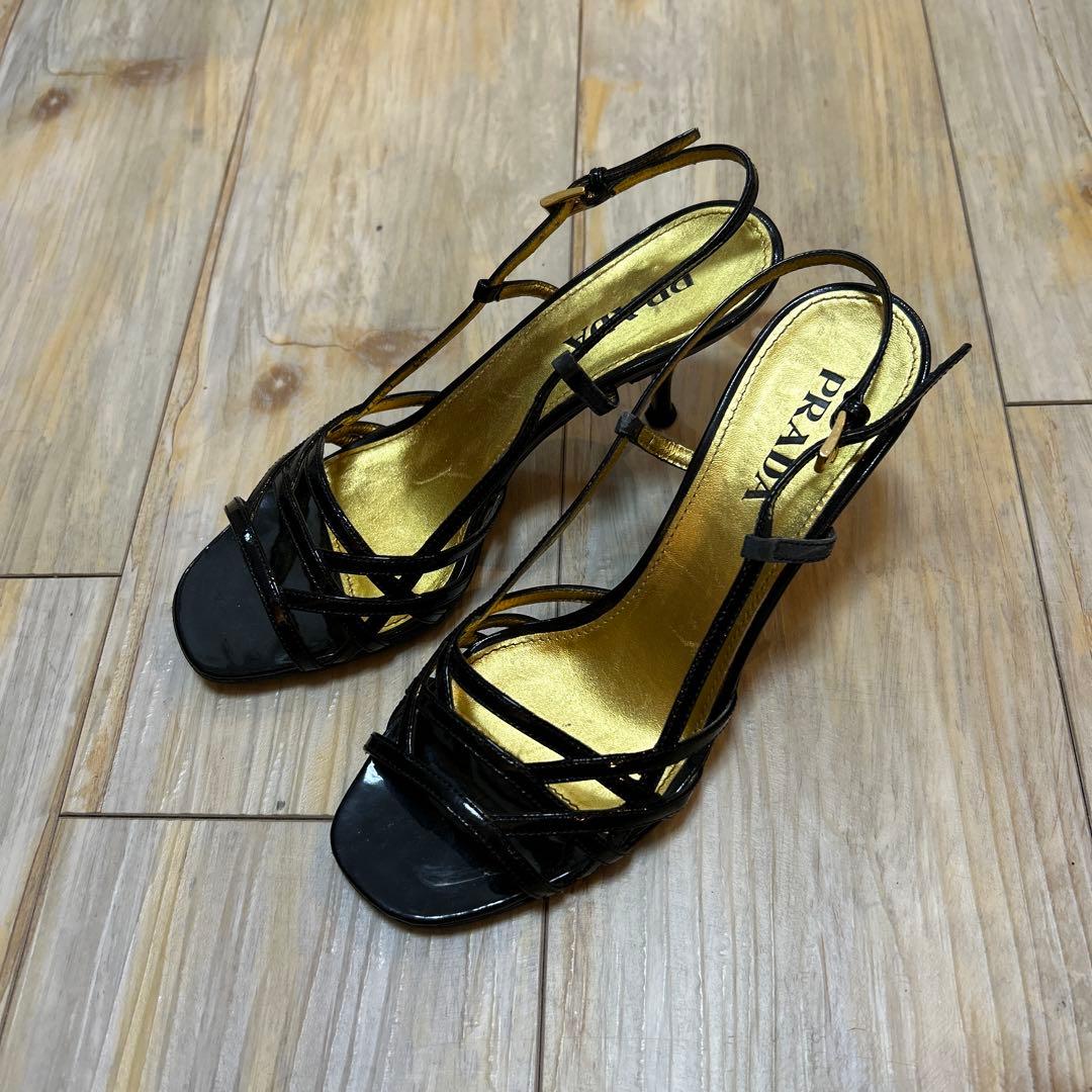 PRADA プラダ　ミュール　35 ブラック　エナメル