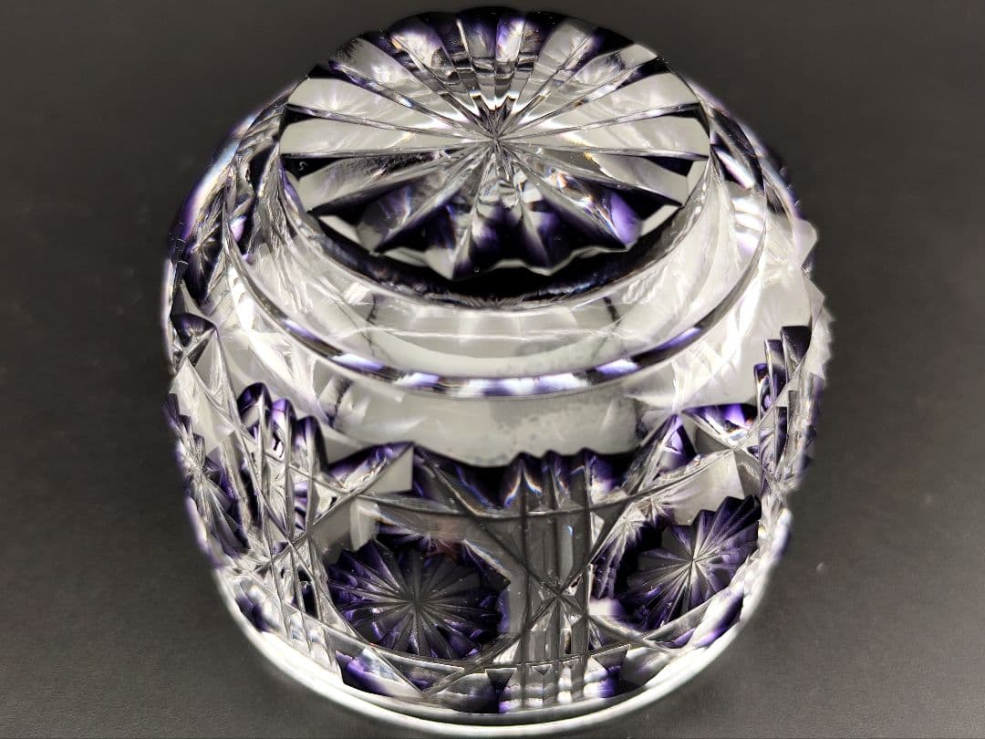 超希少品☆未使用美品 黒木国昭 薩摩切子 猪口 紫（切子 江戸切子 薩摩切子）